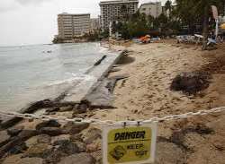 The beach is partially man-made. That is, it has been filled with imported sand for decades. Over the years, there has been steady erosion. The ocean 